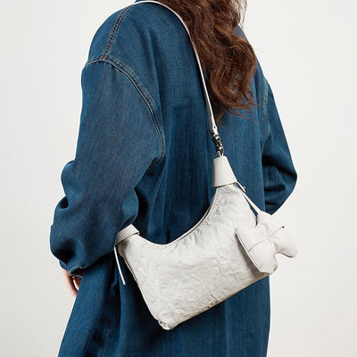 Valersia Noir Crinkle Mini Bag | Modern design with bow details