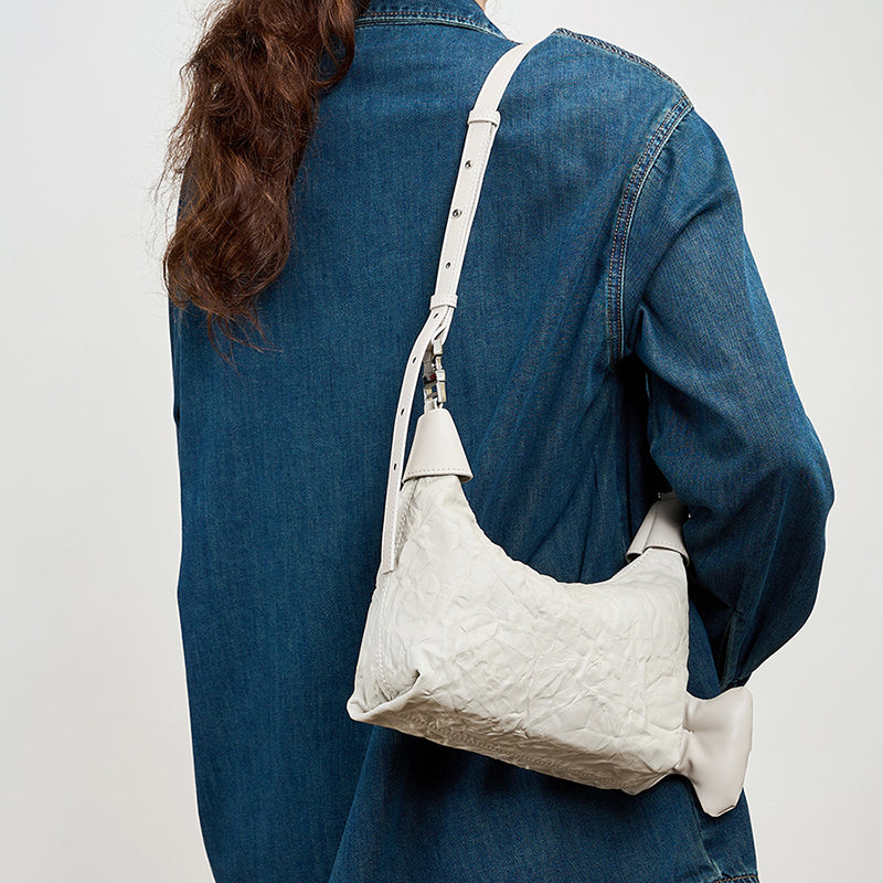 Valersia Noir Crinkle Mini Bag | Modern design with bow details