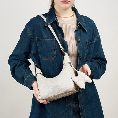 Valersia Noir Crinkle Mini Bag | Modern design with bow details