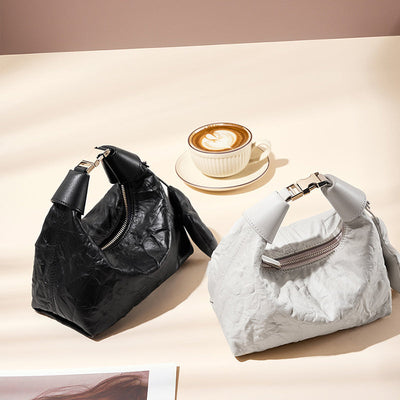 Valersia Noir Crinkle Mini Bag | Modern design with bow details