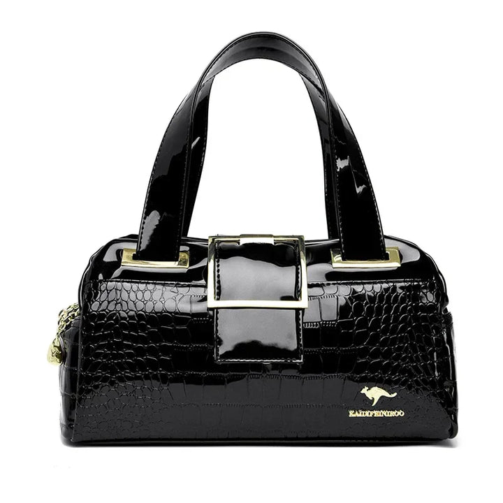Borsa a mano Valersia Croco 3 Cylinder | Modello grande con motivo coccodrillo lucido