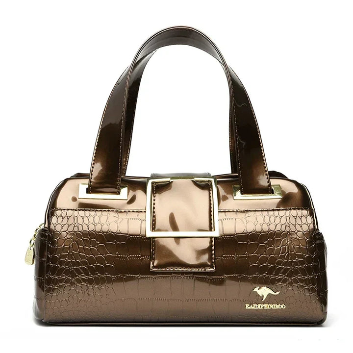 Borsa a mano Valersia Croco 3 Cylinder | Modello grande con motivo coccodrillo lucido