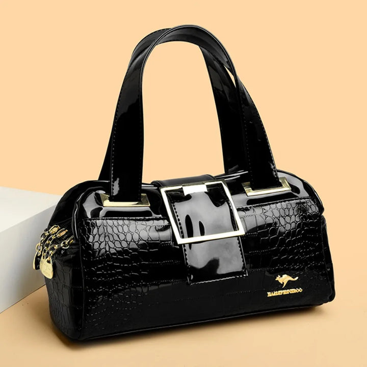 Borsa a mano Valersia Croco 3 Cylinder | Modello grande con motivo coccodrillo lucido