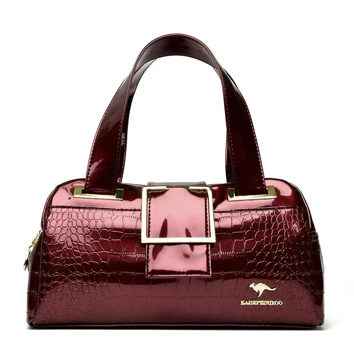 Borsa a mano Valersia Croco 3 Cylinder | Modello grande con motivo coccodrillo lucido