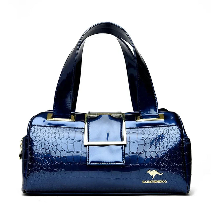 Borsa a mano Valersia Croco 3 Cylinder | Modello grande con motivo coccodrillo lucido