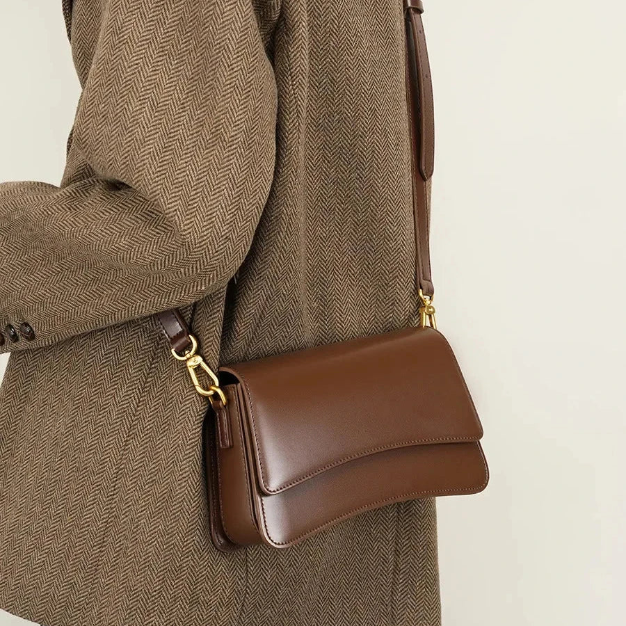 Valersia Pure Gloss Flap Leather Bag | Elegant and versatile design