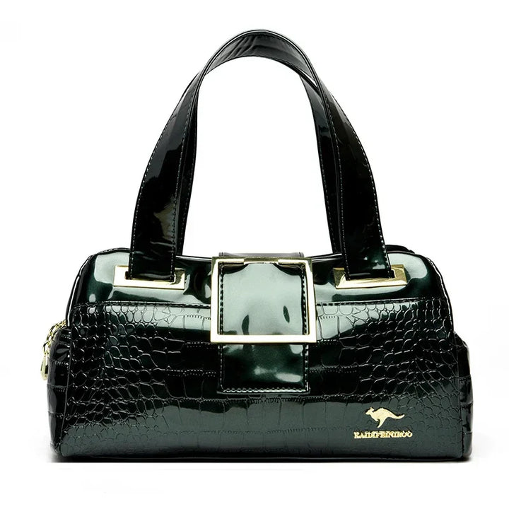 Borsa a mano Valersia Croco 3 Cylinder | Modello grande con motivo coccodrillo lucido